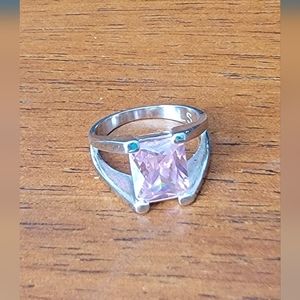 Lia Sophia ring pink silver size 13